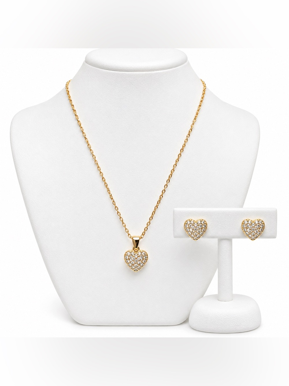 Crystal heart necklace and earrings set NWT